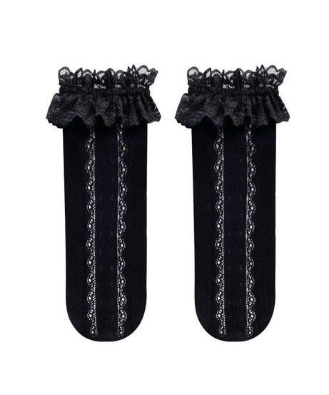 Sweetheart Lace Ruffle Knee-High Socks | Delicate Heart Knit | Cozy Fall & Coquette Style