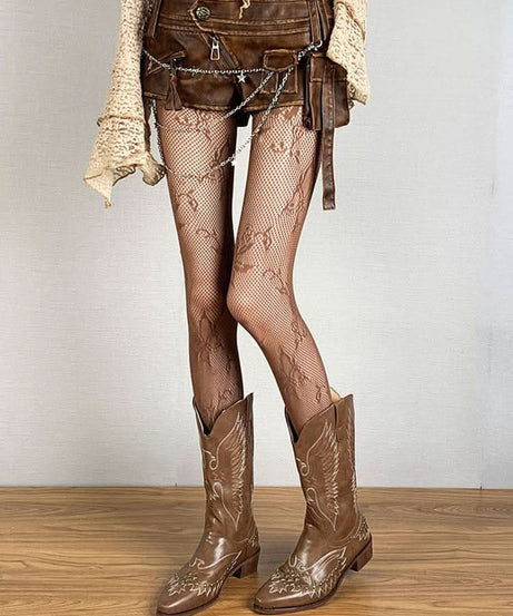 Gothic Butterfly Lace Fishnet Tights - Edgy Fall & Halloween Statement