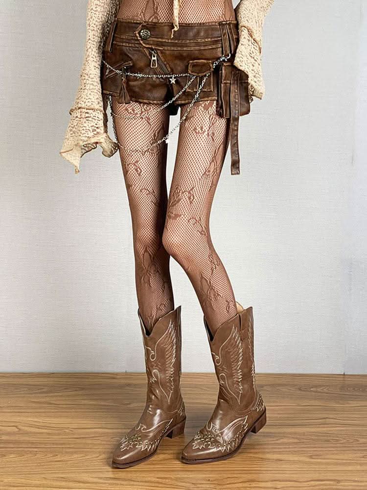 Gothic Butterfly Lace Fishnet Tights - Edgy Fall & Halloween Statement