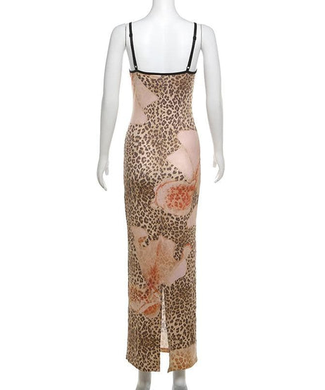 Fierce Leopard & Abstract Floral Maxi Cami Dress - Chic Fall & Holiday Party Ready