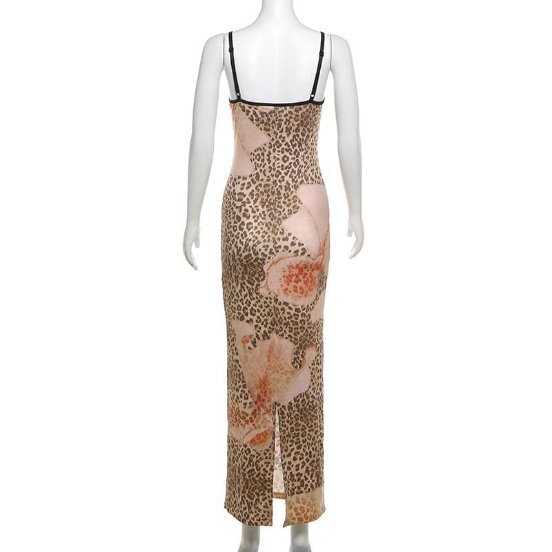 Fierce Leopard & Abstract Floral Maxi Cami Dress - Chic Fall & Holiday Party Ready
