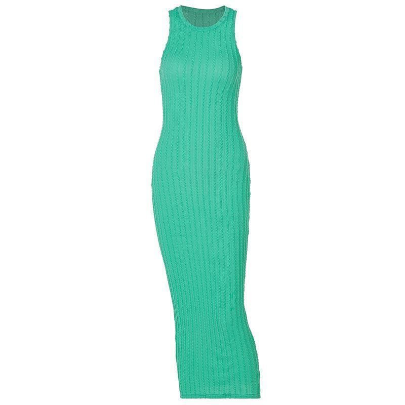 Mint Green Ribbed Knit Sleeveless Midi Dress - Effortless Fall Chic & Versatile