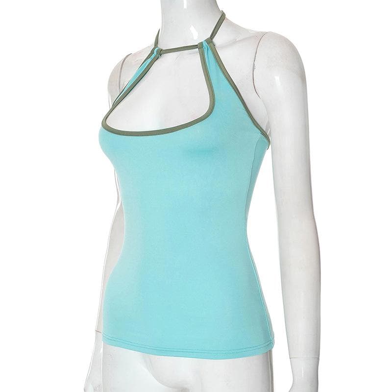 Chic Contrast Trim Halter Bodysuit - Your Fall Evening Statement Piece