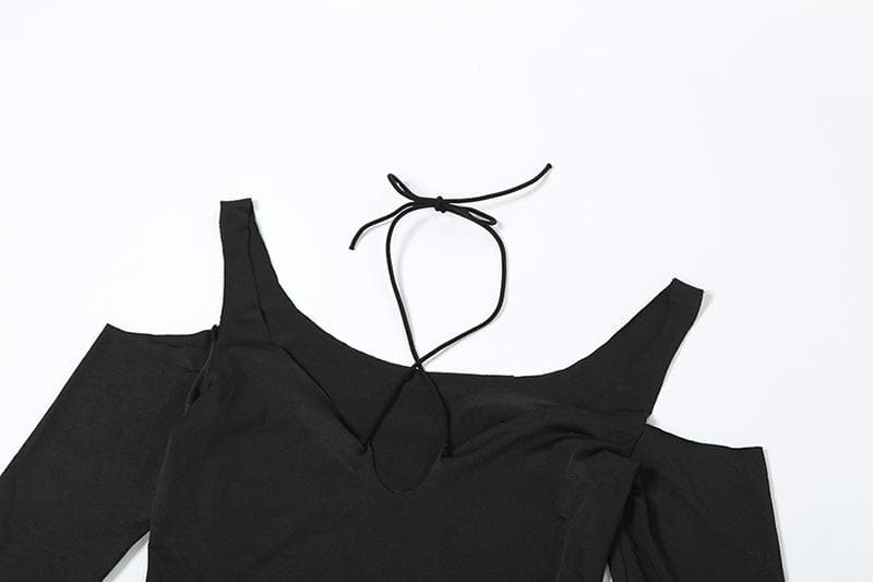 Showstopper Halter Cut-Out Maxi Dress - Edgy Black Bodycon for Fall & Holiday Parties