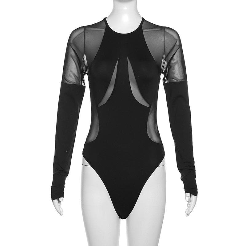 Edgy Mesh Illusion Bodysuit - Your Statement Piece for Fall & Halloween Nights