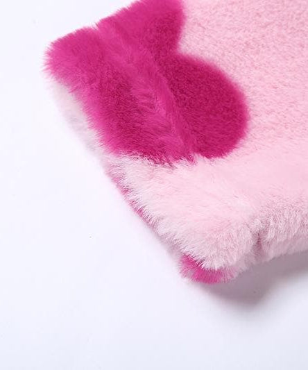 Sweetheart Pink Fuzzy Cropped Jacket - Trendy Y2K Fall & Holiday Outerwear