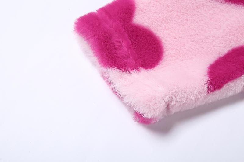 Sweetheart Pink Fuzzy Cropped Jacket - Trendy Y2K Fall & Holiday Outerwear