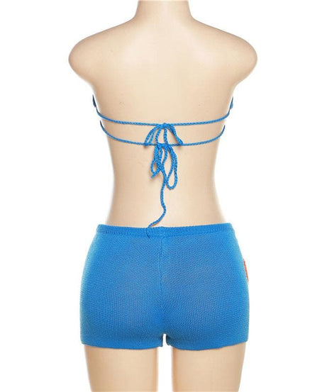 Vibrant Bloom Knit Halter & Shorts Set - Your Chic Fall Getaway & Layering Co-ord