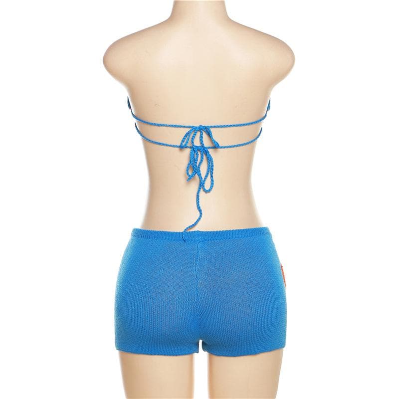 Vibrant Bloom Knit Halter & Shorts Set - Your Chic Fall Getaway & Layering Co-ord