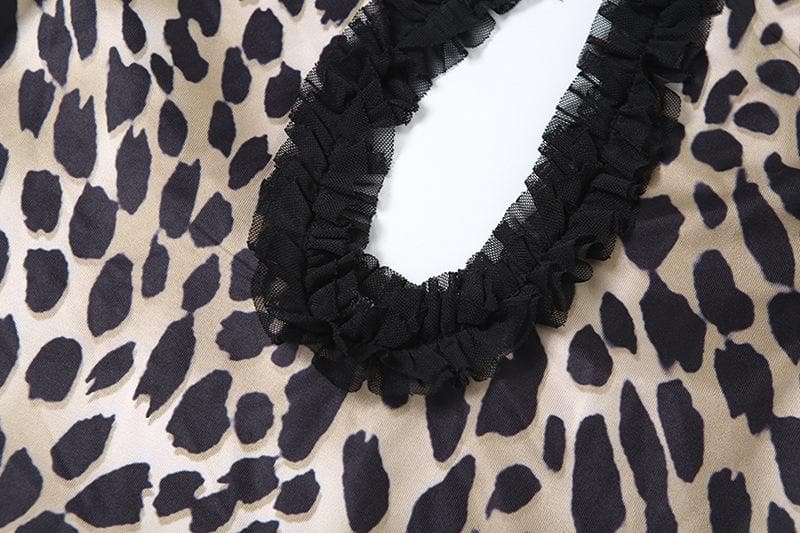 Fall Rendezvous: Luxe Leopard Ruffle Halter Maxi Dress – Your Head-Turning Style Statement