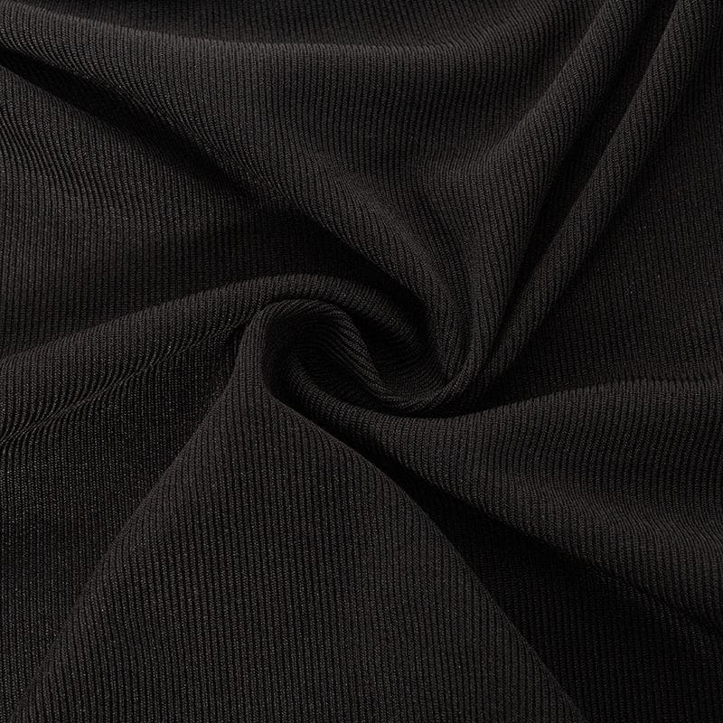 Chic Black Bustier Square Neck Long Sleeve Crop Top - Fall & Holiday Essential