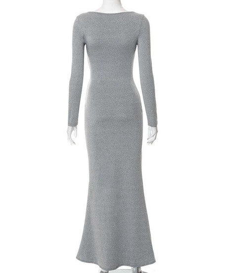 Fall Chic & Cozy: Women's Long Sleeve Scoop Neck Mermaid Maxi Dress