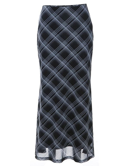 Autumn Chic Low-Rise Plaid Maxi Skirt - Effortless Flowy Silhouette