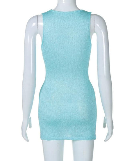 Aqua Shimmer Knit Mini Dress – Your Fall Layering & Party Essential