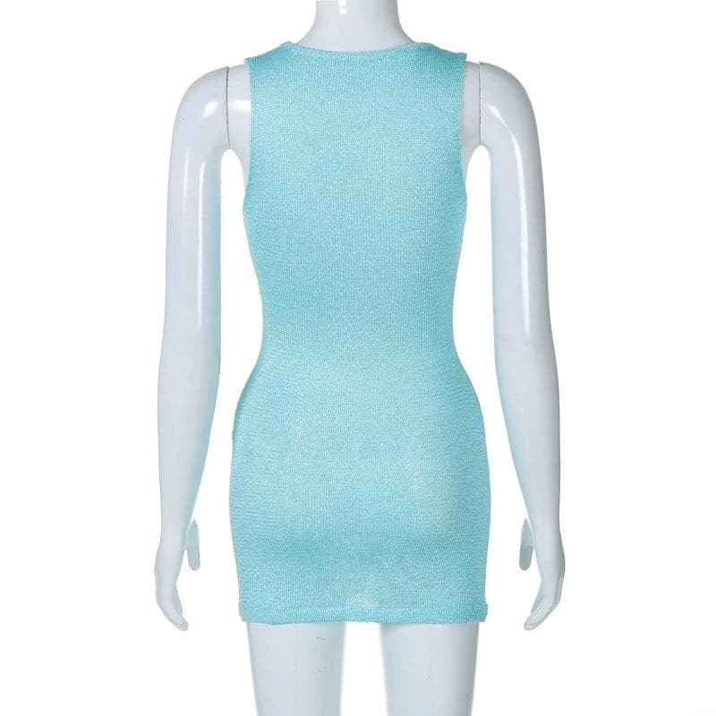 Aqua Shimmer Knit Mini Dress – Your Fall Layering & Party Essential