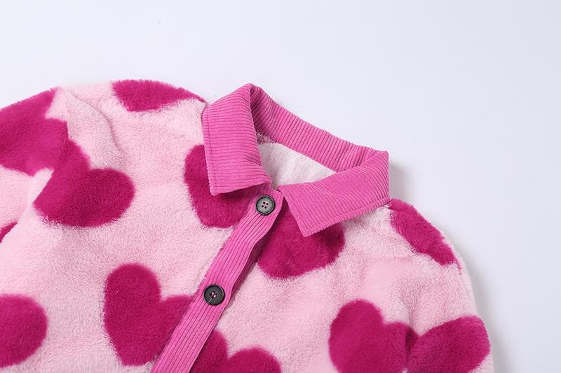 Sweetheart Pink Fuzzy Cropped Jacket - Trendy Y2K Fall & Holiday Outerwear
