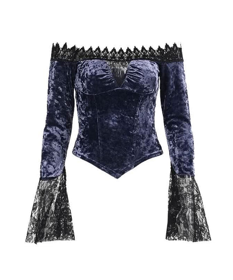 Midnight Plum Velvet & Lace Off-Shoulder Top - Your Essential Fall & Holiday Statement Piece