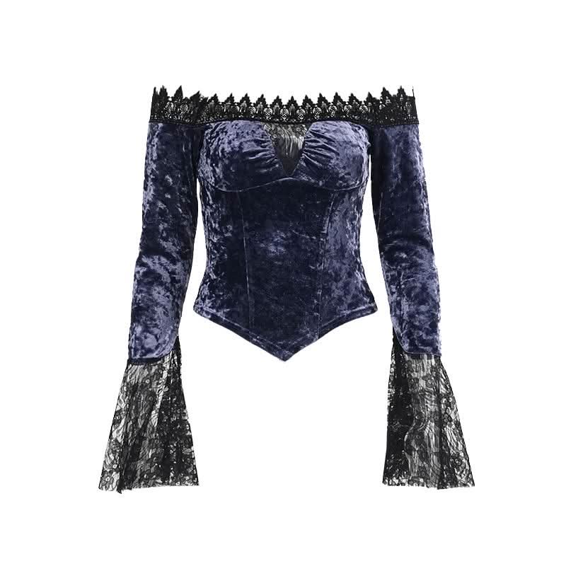 Midnight Plum Velvet & Lace Off-Shoulder Top - Your Essential Fall & Holiday Statement Piece