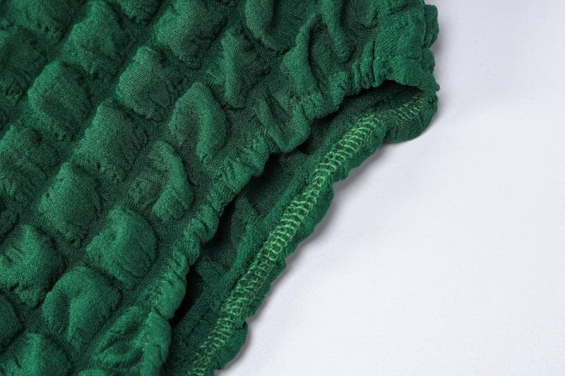 Emerald Elegance: Fall Waffle Knit High Neck Midi Dress with Adjustable Side Lace-Up – Perfect for Holiday Season