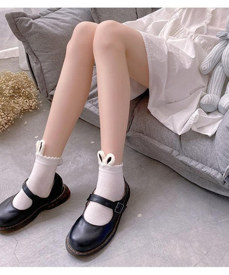 Whimsical Bunny Ears Ruffle Ankle Socks - Cozy Cute for Fall & Halloween!