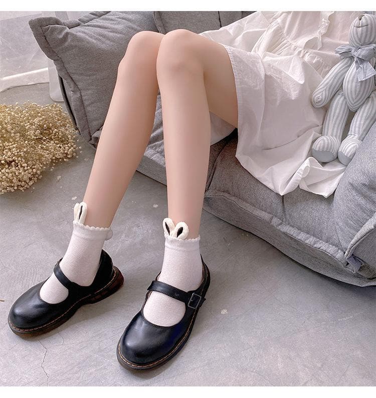 Whimsical Bunny Ears Ruffle Ankle Socks - Cozy Cute for Fall & Halloween!