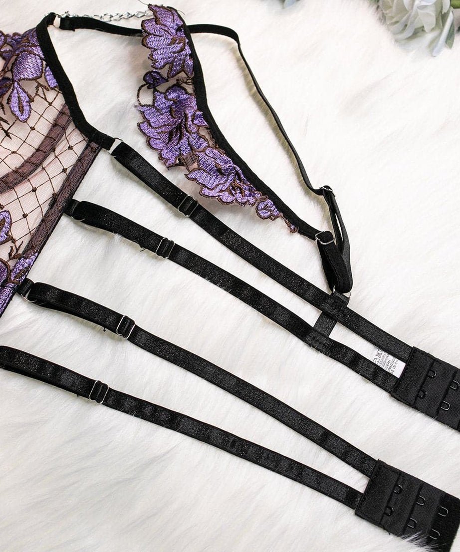 Mystique Bloom Chain & Mesh Garter Lingerie Set - Ignite Your Fall Nights