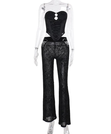 Velvet O-Ring Corset & Cut-Out Pant Set: Your Edgy Fall & Holiday Night Out Look
