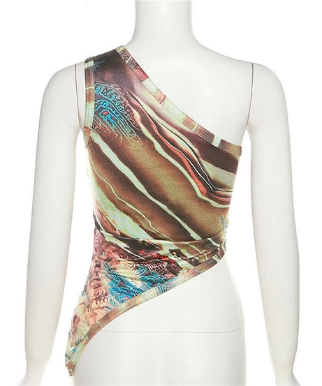 Fall Chic: Abstract One-Shoulder Asymmetric Top - Your Modern Style Statement