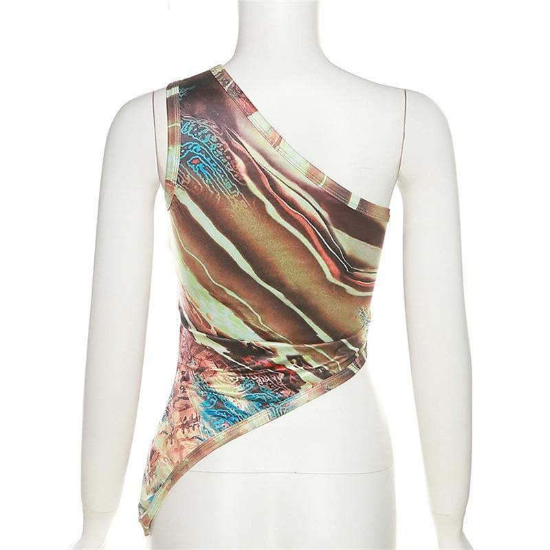 Fall Chic: Abstract One-Shoulder Asymmetric Top - Your Modern Style Statement