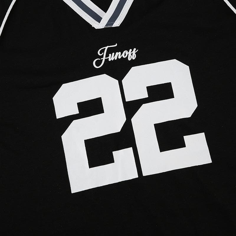 Women's Varsity '22' V-Neck Jersey Top - Fall Athleisure & Game Day Chic