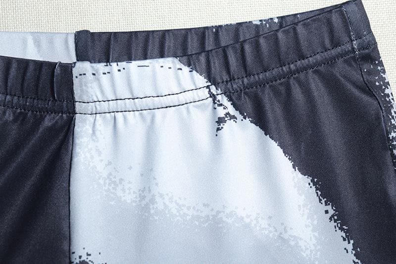 Fall Forward Abstract Swirl Print Athleisure Set - Zip Crop Top & High-Waist Leggings