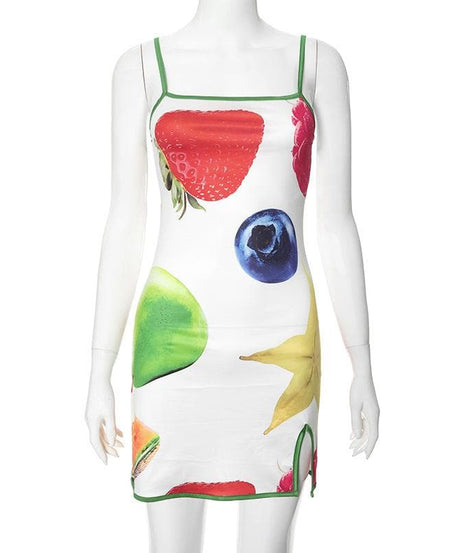 Y2K Fruit Pop Slip Mini Dress | Tropical Getaway & Resort Chic for American Women
