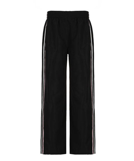 Chic Black Wide-Leg Side-Stripe Pants | Women's Fall Athleisure & Cozy Comfort