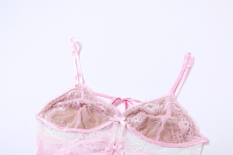 Coquette Chic: Pink Lace Bow Cut-Out Cami Top – Your Autumn Evening & Halloween Party Essential