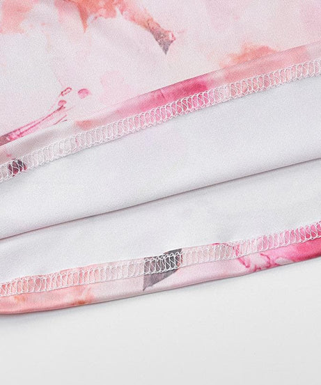 Effortless Chic Pink Floral Halter Crop Top & Maxi Skirt Set - Resort Ready Deep V Ruffle Co-ord for Tropical Getaways