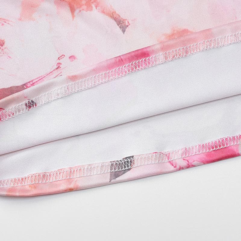 Effortless Chic Pink Floral Halter Crop Top & Maxi Skirt Set - Resort Ready Deep V Ruffle Co-ord for Tropical Getaways