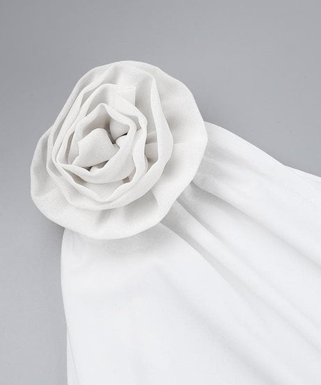 Chic White One-Shoulder Floral Ruched Mini Dress - Holiday Party & New Year's Eve Ready