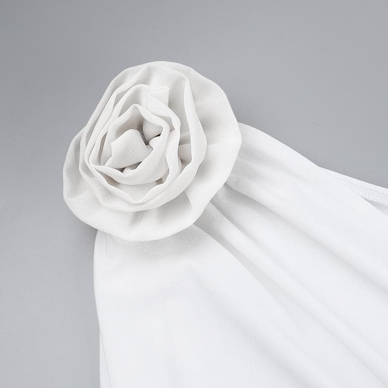 Chic White One-Shoulder Floral Ruched Mini Dress - Holiday Party & New Year's Eve Ready