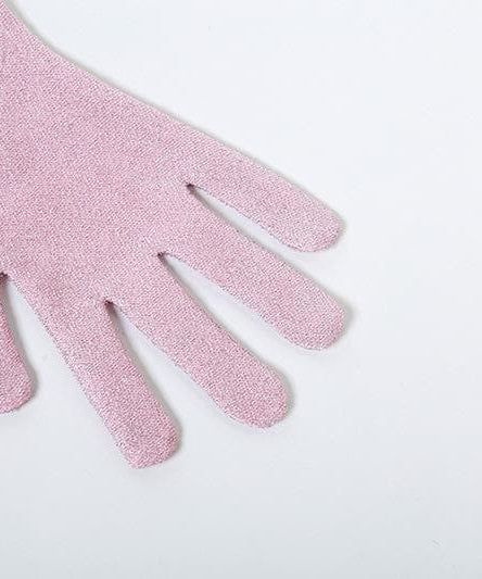 Glamour & Glow: Shimmering Rose Appliqué Mini Dress with Opera Gloves - Your Holiday Party & NYE Statement!