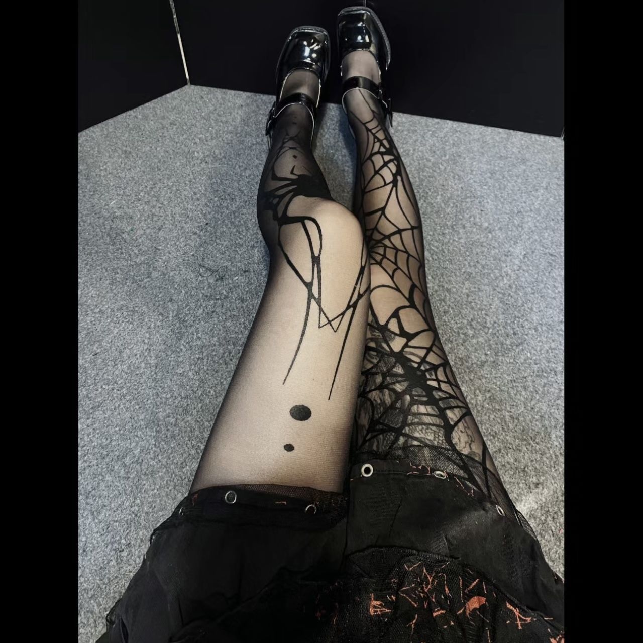 Killer Halloween Spider Web & Black Widow Sheer Tights | Edgy Spooky Season Essential