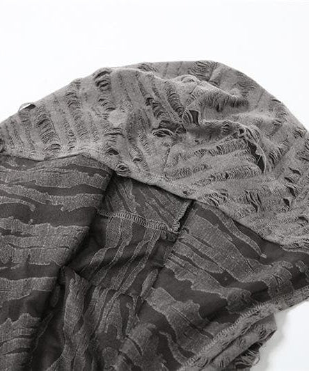 Edgy Distressed Hooded Crop Top & Arm Warmer Set - Grunge Y2K Fall Fashion