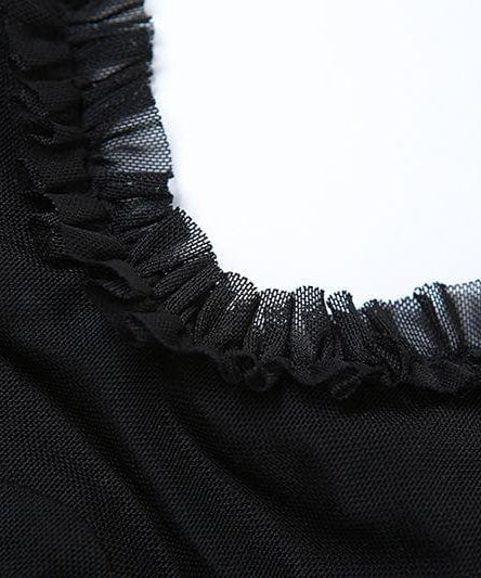 Sultry Black Ruffle Mesh Bodysuit - Your Chic Fall & Night Out Essential
