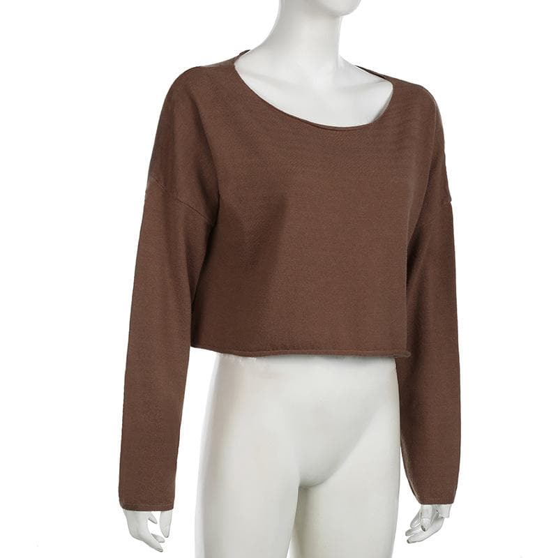 Cozy Mocha Knit Cropped Sweater – Your Chic Fall & Winter Essential