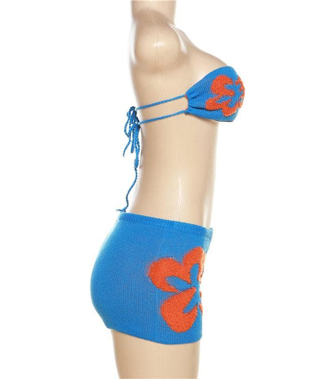 Vibrant Bloom Knit Halter & Shorts Set - Your Chic Fall Getaway & Layering Co-ord