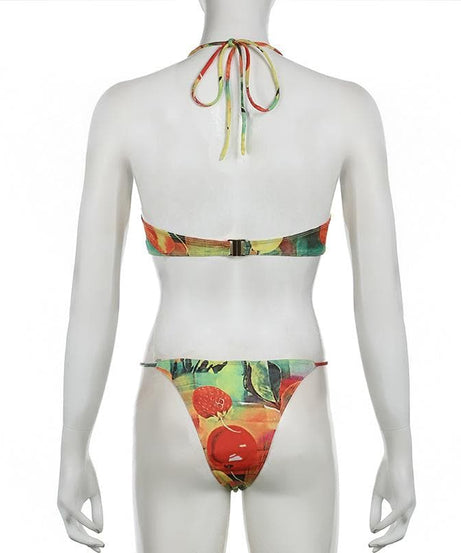 Juicy Fruit Print O-Ring Halter Bikini - Your Must-Have Tropical Vacation Swimwear