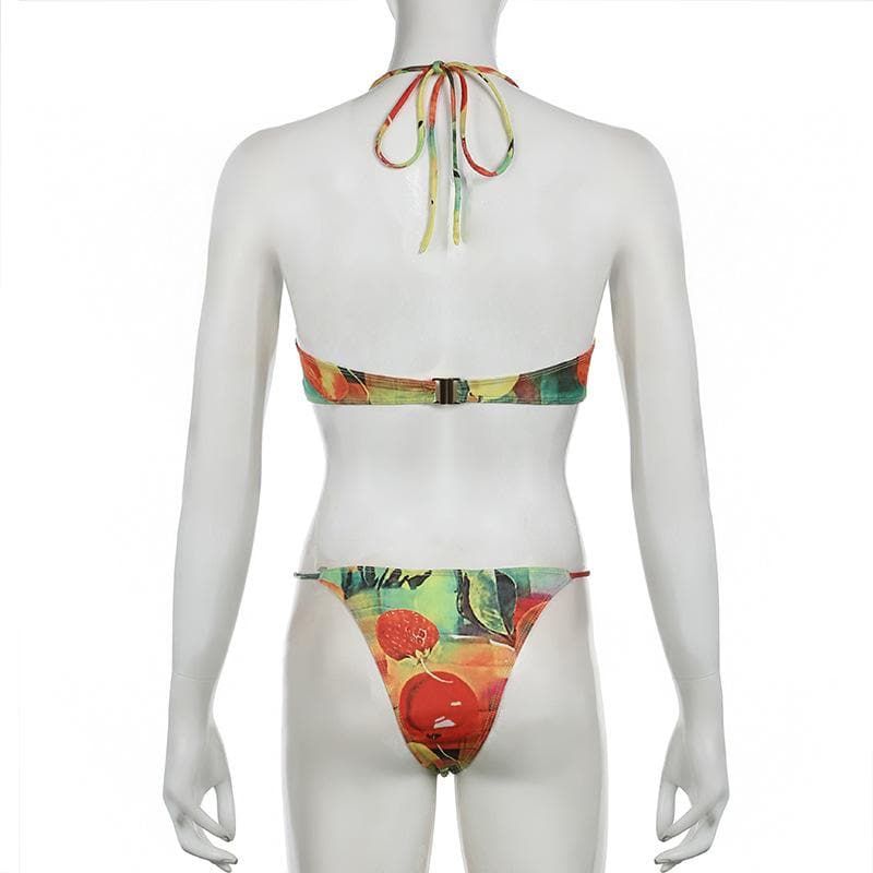 Juicy Fruit Print O-Ring Halter Bikini - Your Must-Have Tropical Vacation Swimwear