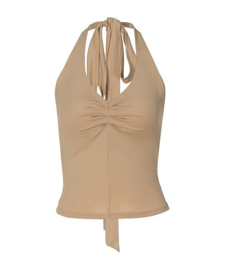 Effortless Chic Ruched Halter Top - Fall Layering & Vacation Ready Essential
