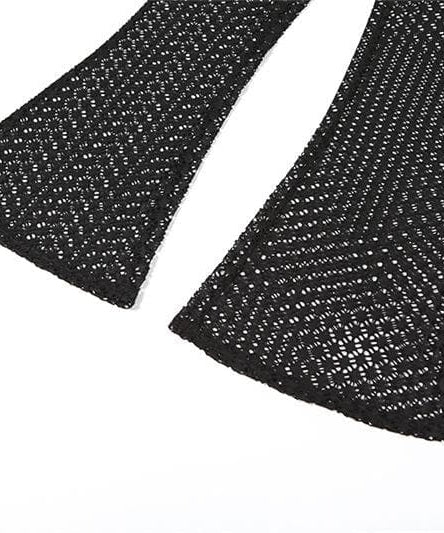 Radiant Bloom Crochet Knit Crop Top & Flared Pants Set - Your Chic Winter Escape Essential