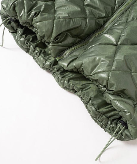 Elevated Olive Green Quilted Puffer Vest – Women's Chic High Collar Fall Layering Essential