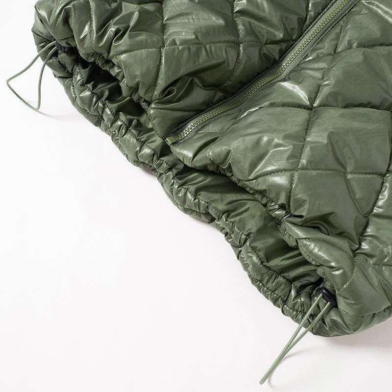 Elevated Olive Green Quilted Puffer Vest – Women's Chic High Collar Fall Layering Essential
